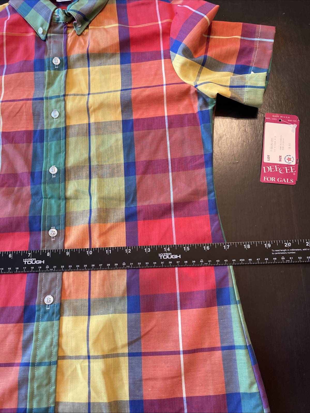 Vintage NOS Juniors Dee Cee Color Block Button Down Shirt 9/10 Flair Hem