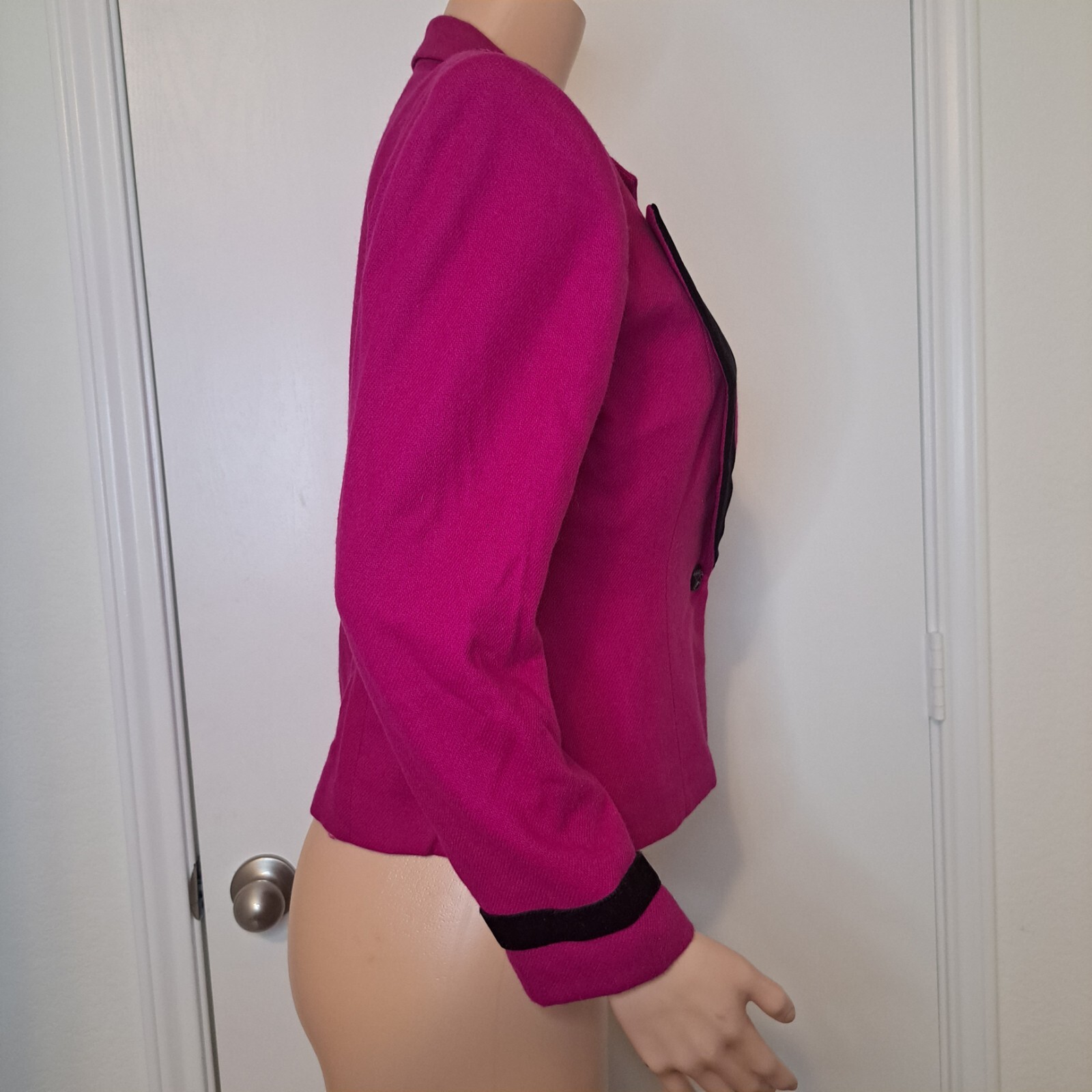 VTG Lucia Petites Hot Pink 90s Magenta Blazer Business Barbiecore Wool Sz 8 USA