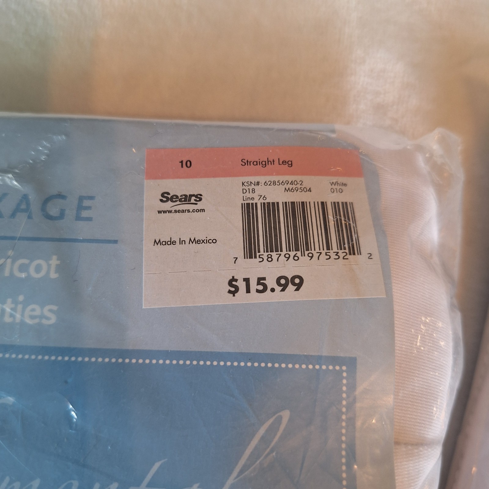 2 Vintage Blue Package Sears Size 10 Acetate Tricot Straight Leg Panties 3 Pack