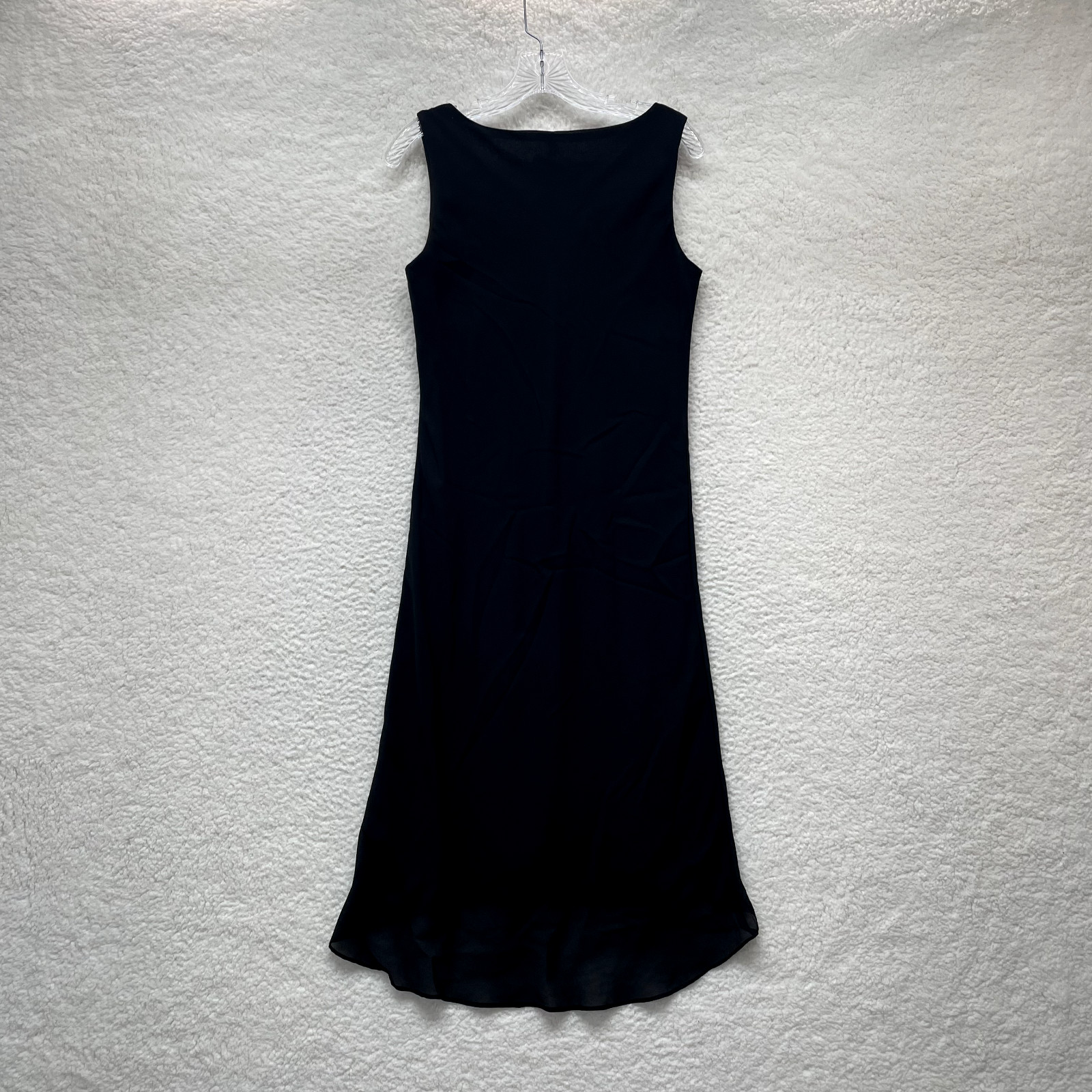 90s Vintage Mesh Midi Dress 12 Large Black Cowl Neck Cocktail Formal Sheath LBD