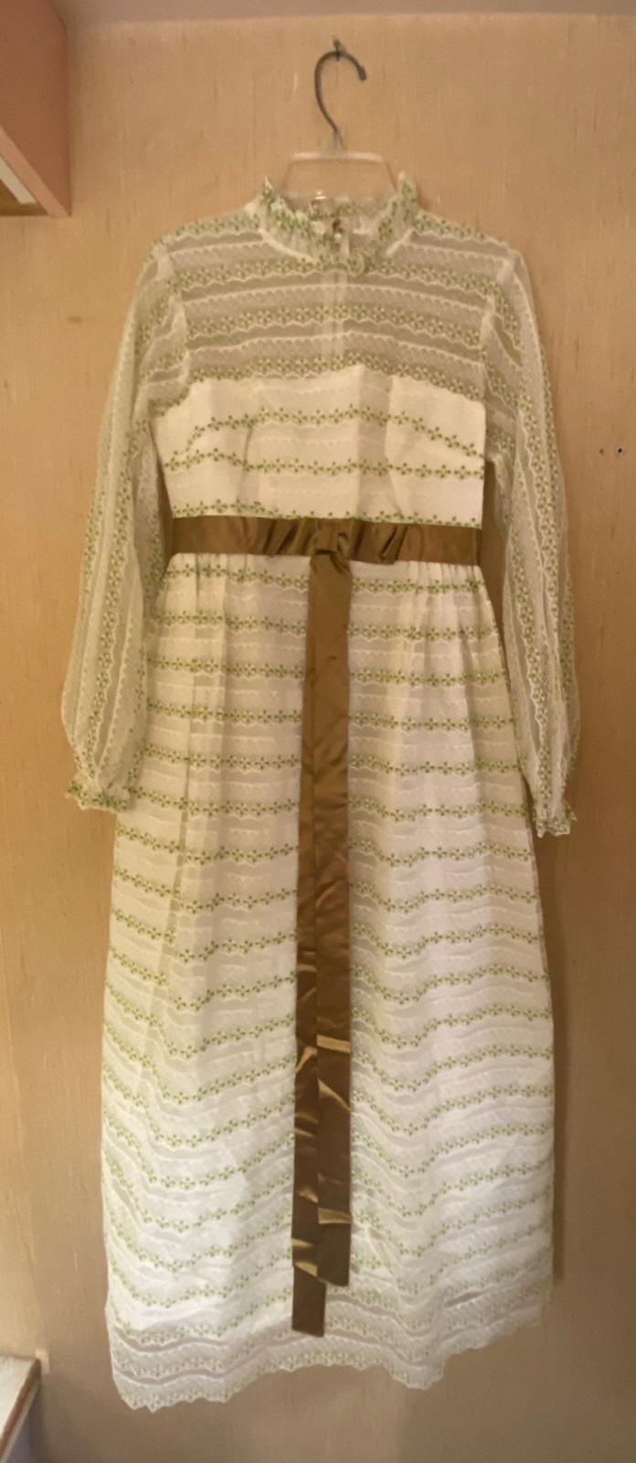 Vintage 60s Lace Dress Boho Victorian Edwardian Prairie Boho Wedding Party Sz S