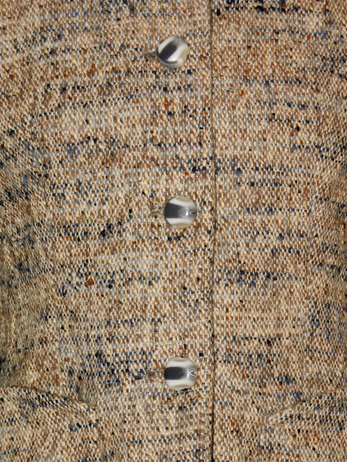 Vtg Martha West DAVIDOW Women’s Beige Brown Wool Plaid Tweed Suit Jacket