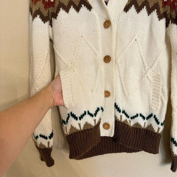 VTG Hunter’s Glen Knit Cardigan Sweater Boho Western Country Retro Sz L Cottage