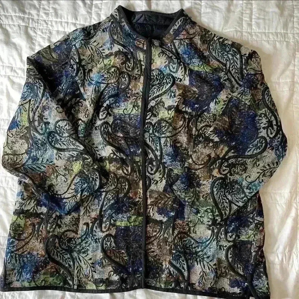 Vintage upholstery jacket reversible womens L dark fairy layered grunge artsy