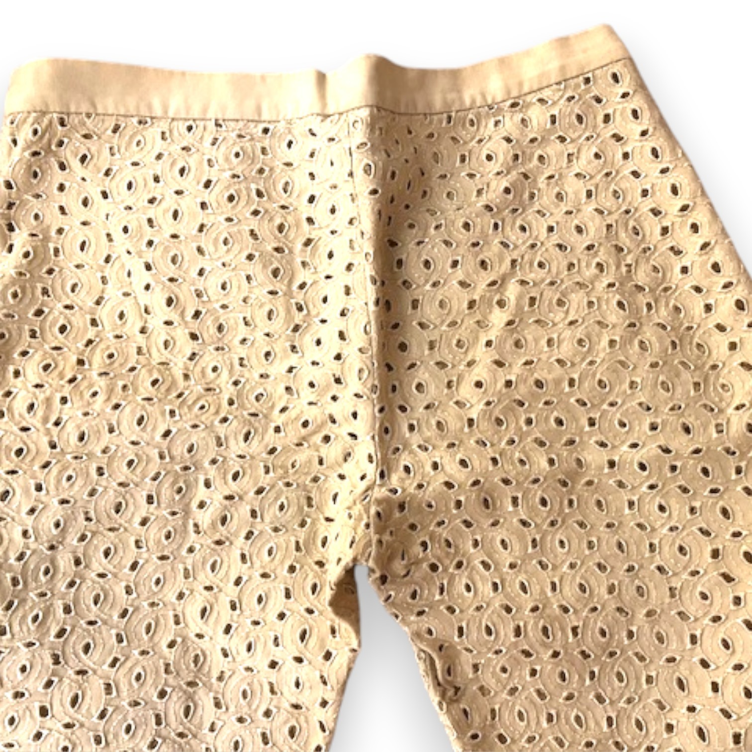 Gianni Versace Vintage Couture Ecru Unlined Lace Eyelet Pants Made in Italy Rare