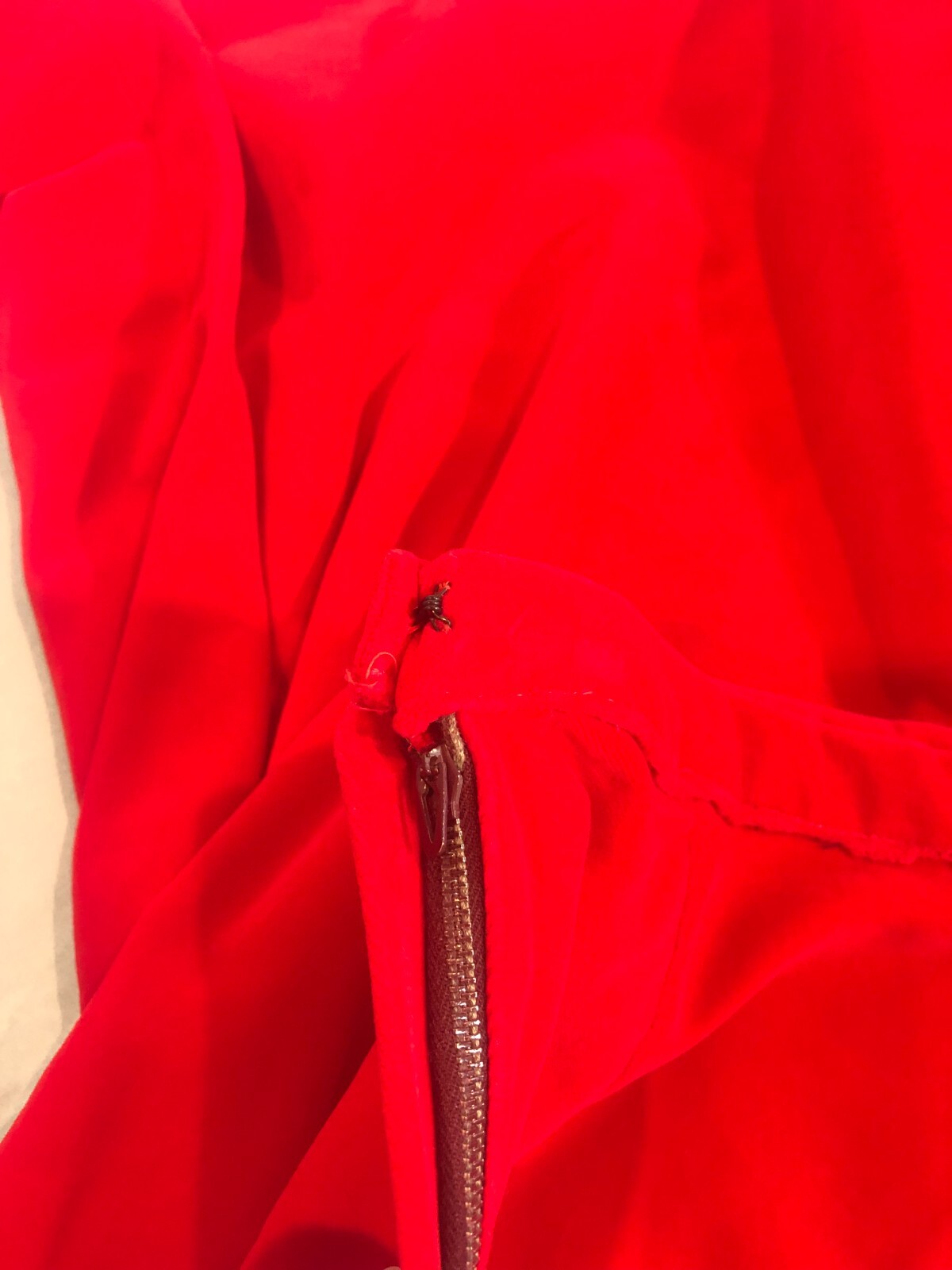 VINTAGE Handmade Velvet-Like Red Maxi Skirt