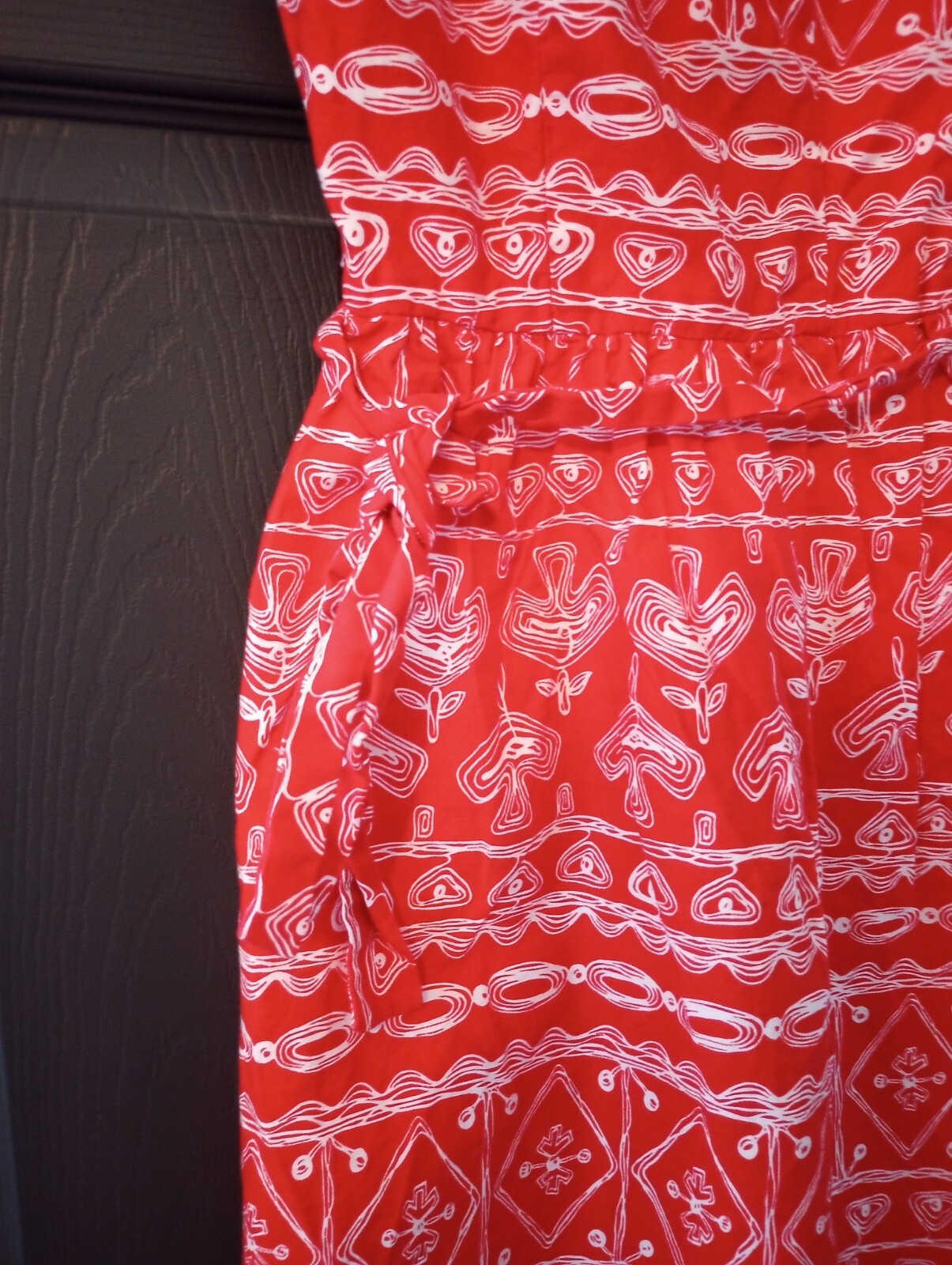 VTG 70s Mod Mini Party Dress Lanz Originals Red White Retro Mushroom With Wrap