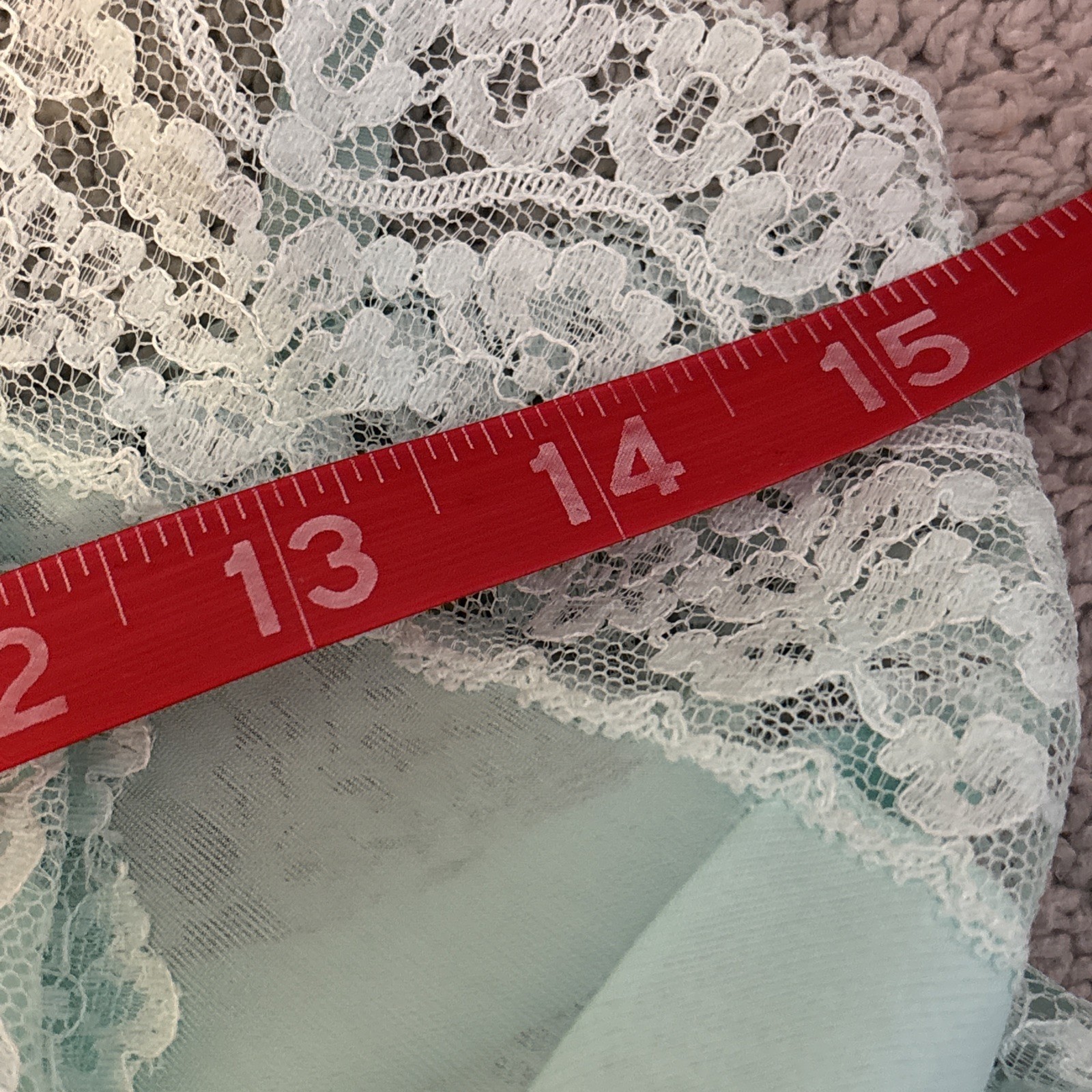 Vintage Vassarette Full Slip Womens Seafoam Lace Trim Nylon Tricot Small 32”