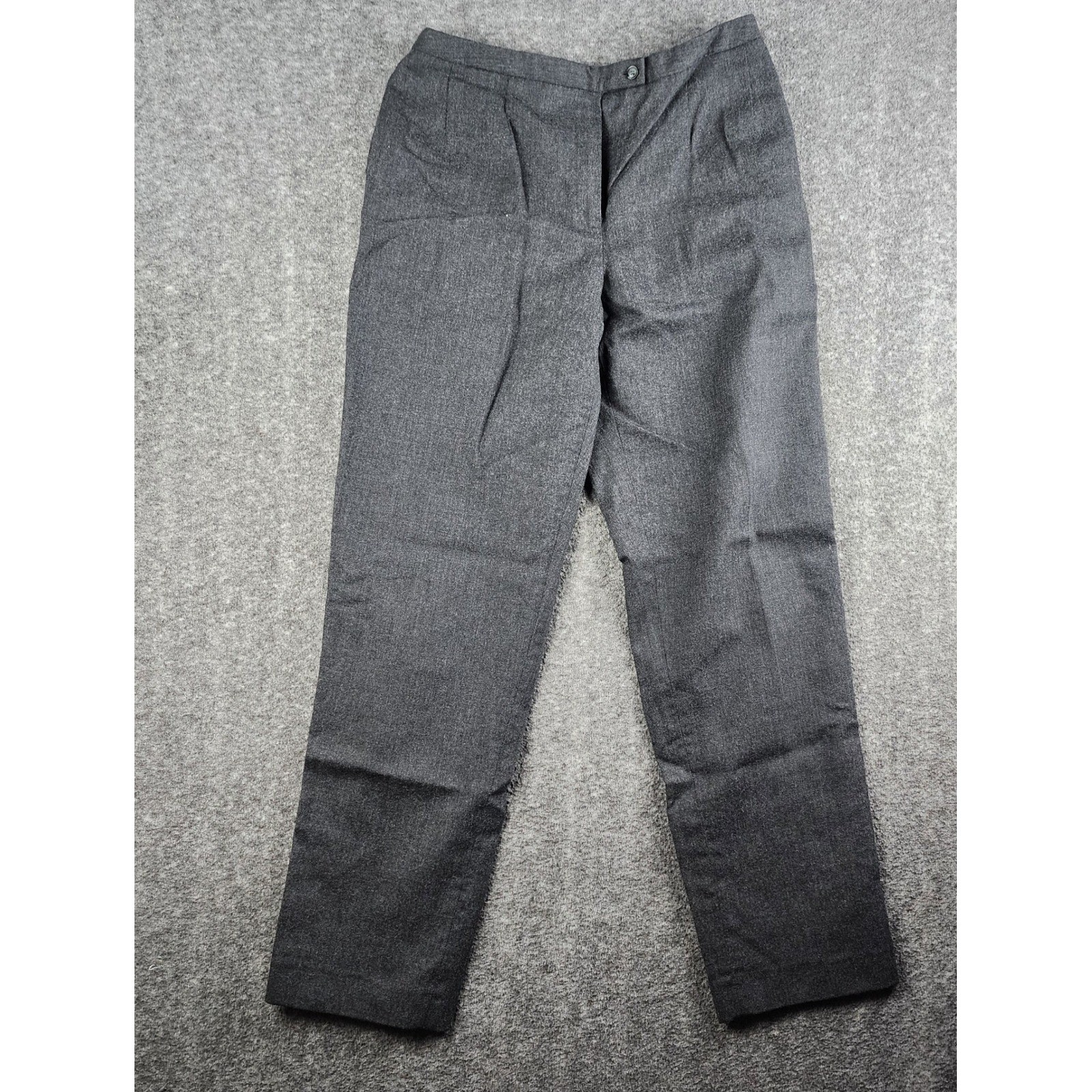 Harve Benard Trousers Women 10 Grey Vintage 100% Wool High Rise Straight Leg
