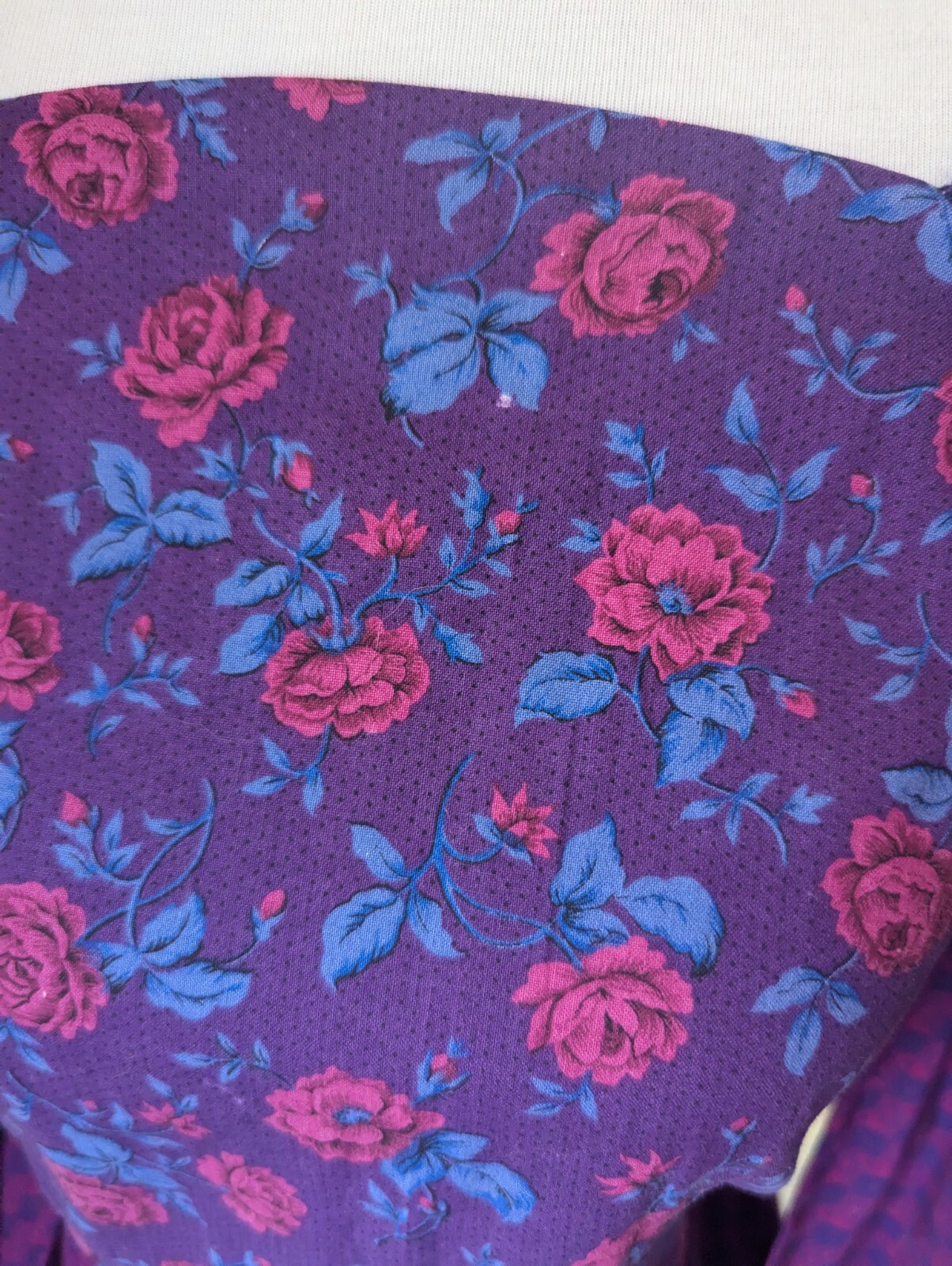Vintage 70’s 80’s Purple Pink Puff Juliet Sleeves Floral Mini Dress Size Small