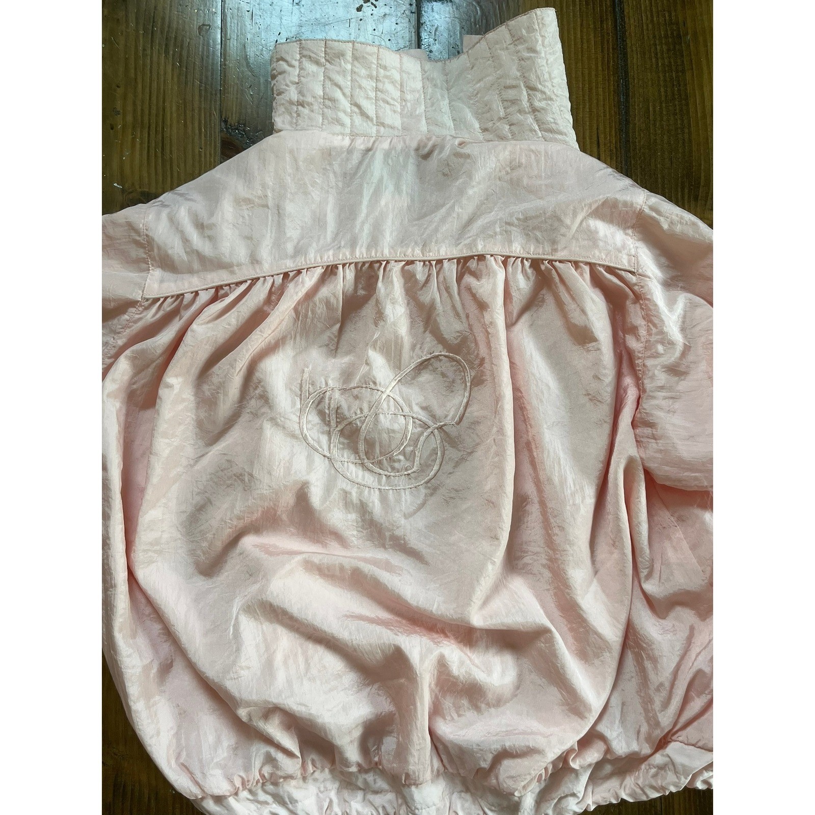 Vintage Bobbie Brooks Pink Nylon Windbreaker Jacket Cropped Bubble Snap Front M