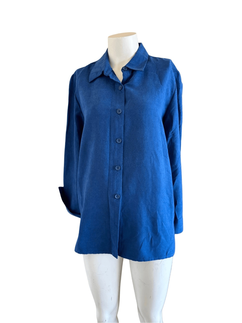 Studio works M blue suede button up vintage blouse women’s