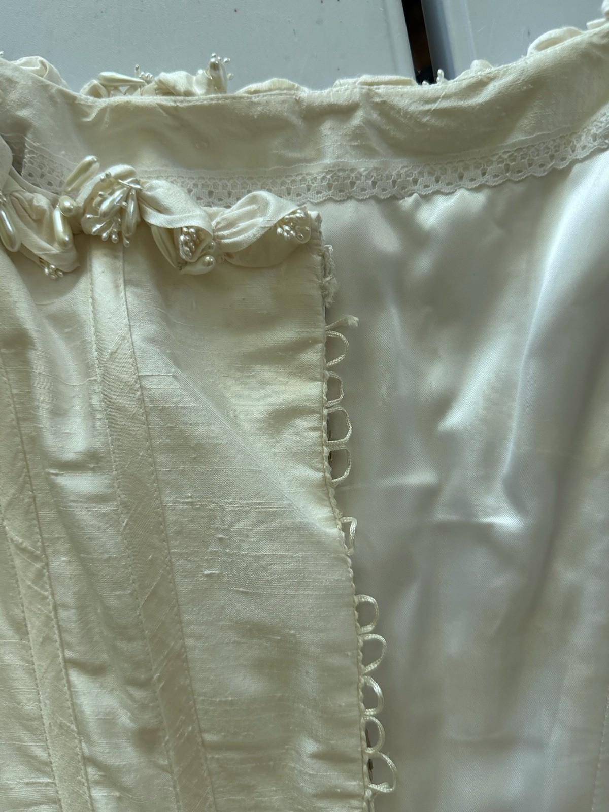 Anna Hernandez Handmade Bridal Corset Top XS/S Silk Victorian Style Long Sleeve