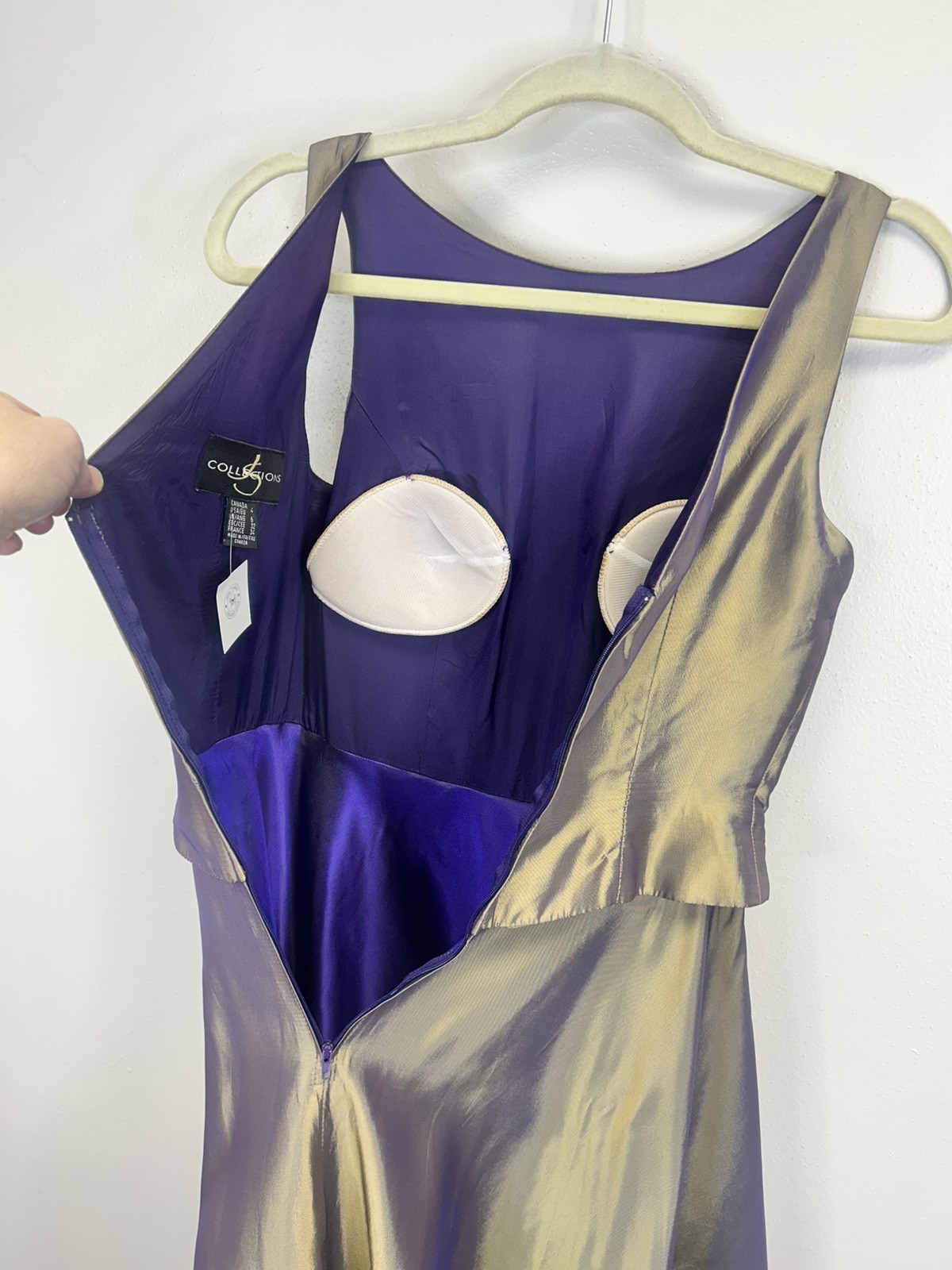Vintage 90s Y2K iridescent formal dress gold purple renaissance prom wedding