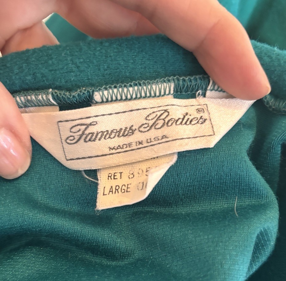 Famous Bodies Vintage Women’s Robe Housecoat Teal Large USA Belt