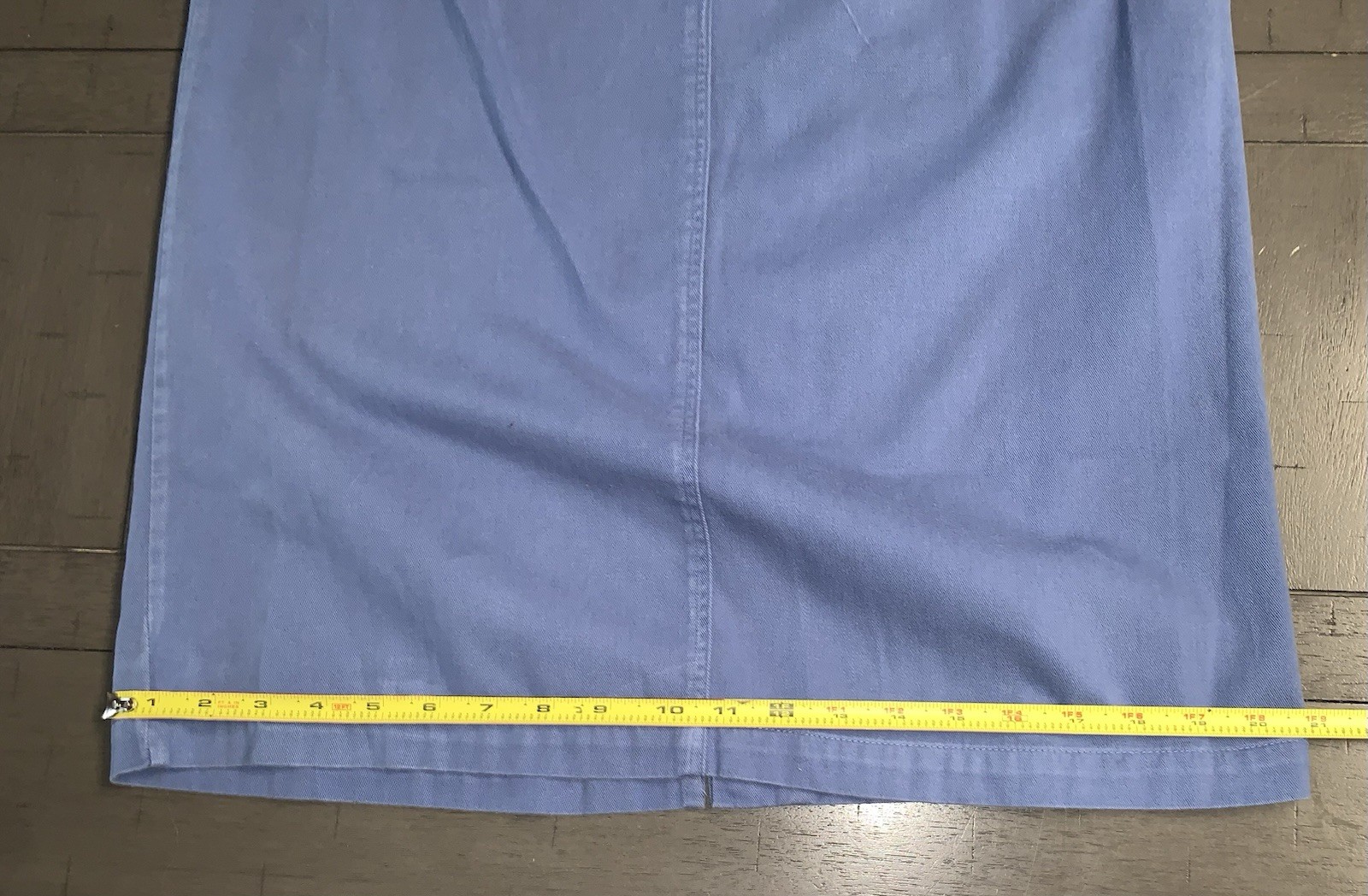 A1 80s SMALL CAPACITY MAXI COTTON BLUE SKIRT FRONT BUTTON STRETCH COTTAGE CORE