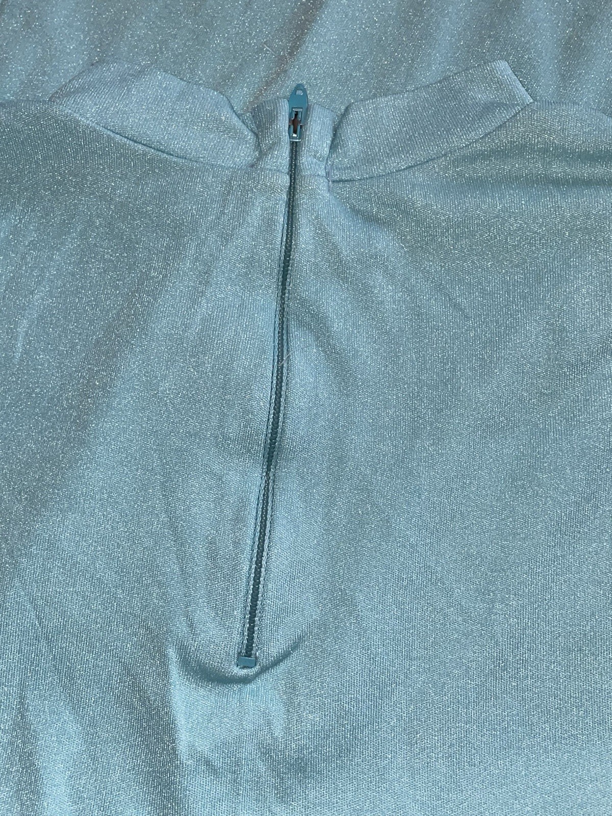 Vintage C Hadley 1980s Mock Turtleneck Sleeveless Top Half Zip Back Powder Blue