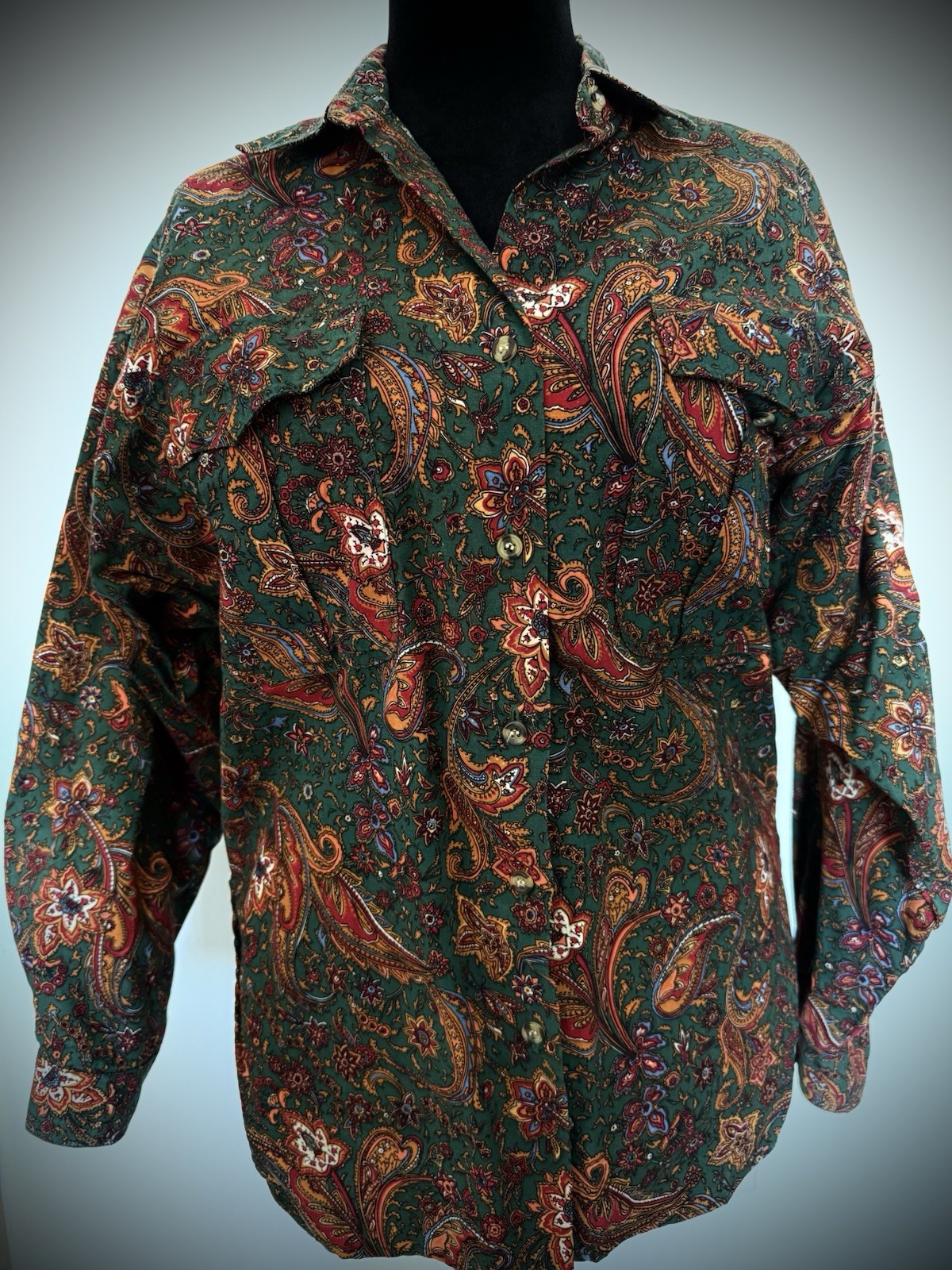 Vintage late 80s paisley blouse by “Cristina” Size M