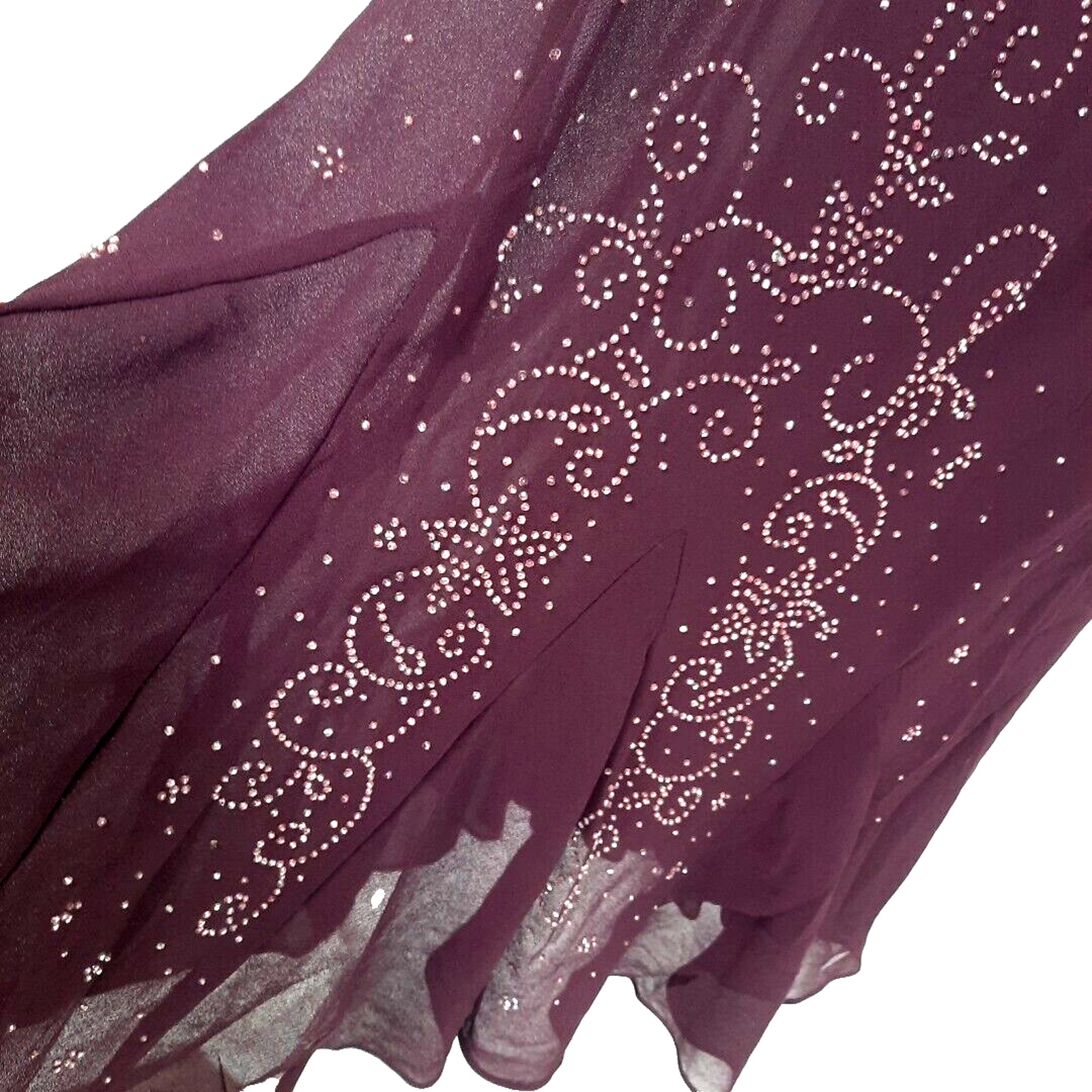 Vintage R&M RIchard Beaded Sheer Maxi Dress Sz 14 Burgundy Whimsigoth Dark Fairy