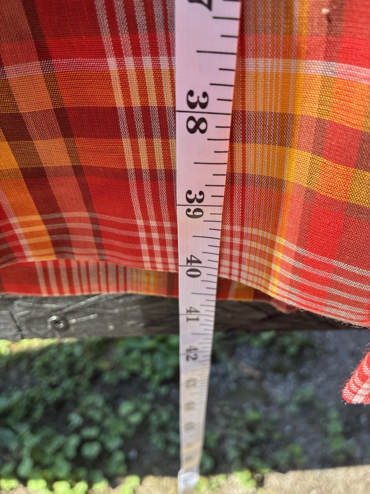 Vtg 60s Orange/Yellow Plaid Dress Dan River Nancy Frock 1 Pockets Button Up!