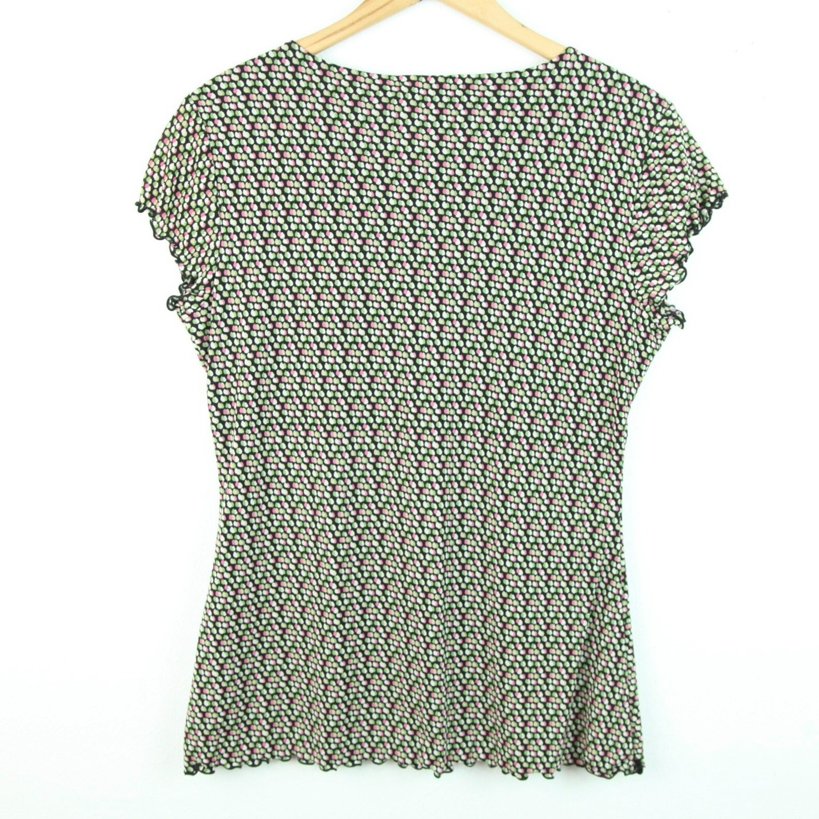 Vintage Medium Babydoll Top Y2K Polka Dot Soft Girl Mesh Lettuce Hem Dainty