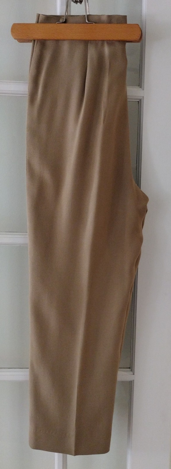 INC Womens 12 Silk Wool Blend Vintage Pleated Zip High Waist pants Trousers Tan