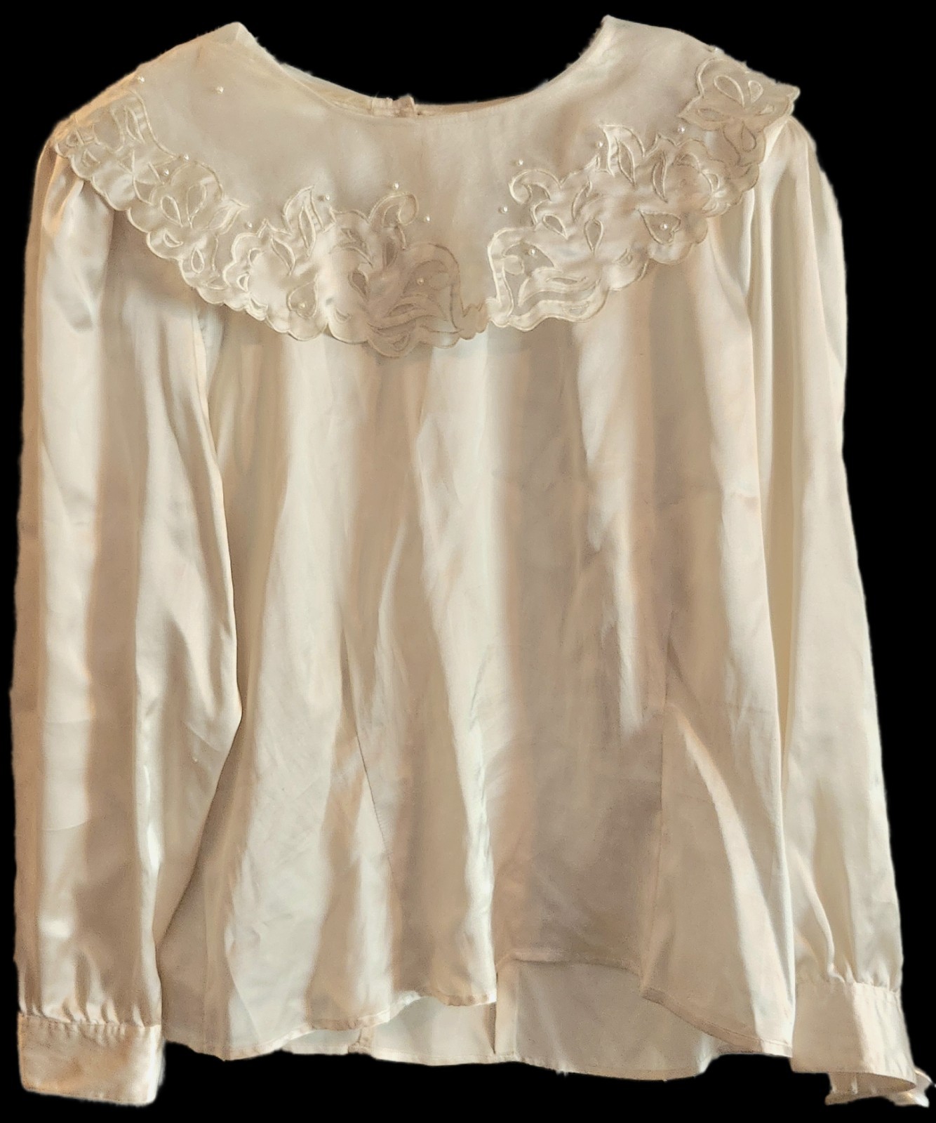 Vintage Laura & Jayne Applique Embroidery & Pearl Embelleshed Collar Blouse
