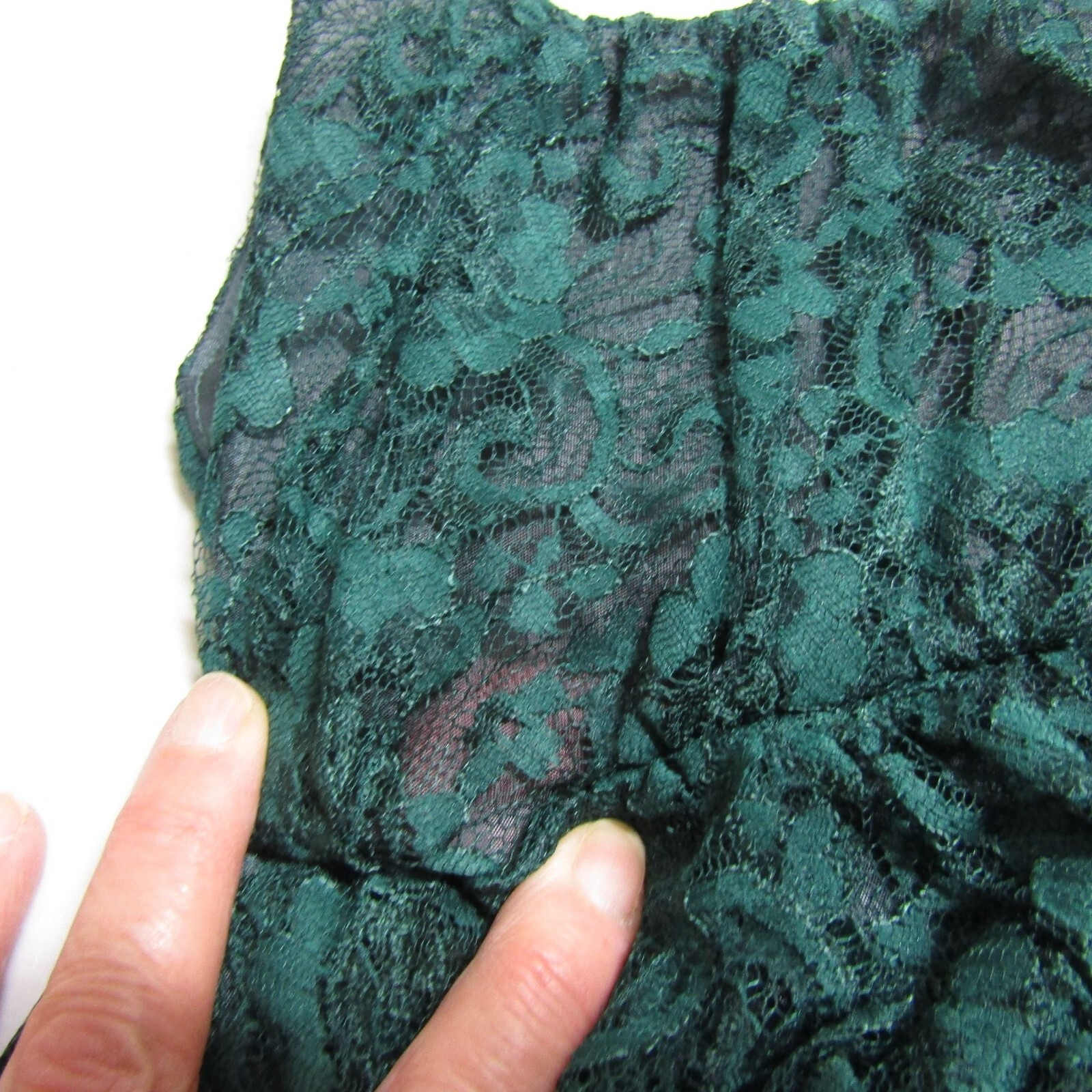 VTG 80s Forest Green S LACE Milkmaid WHIMSIGOTH Romantic Fairy Maxi Prom dress