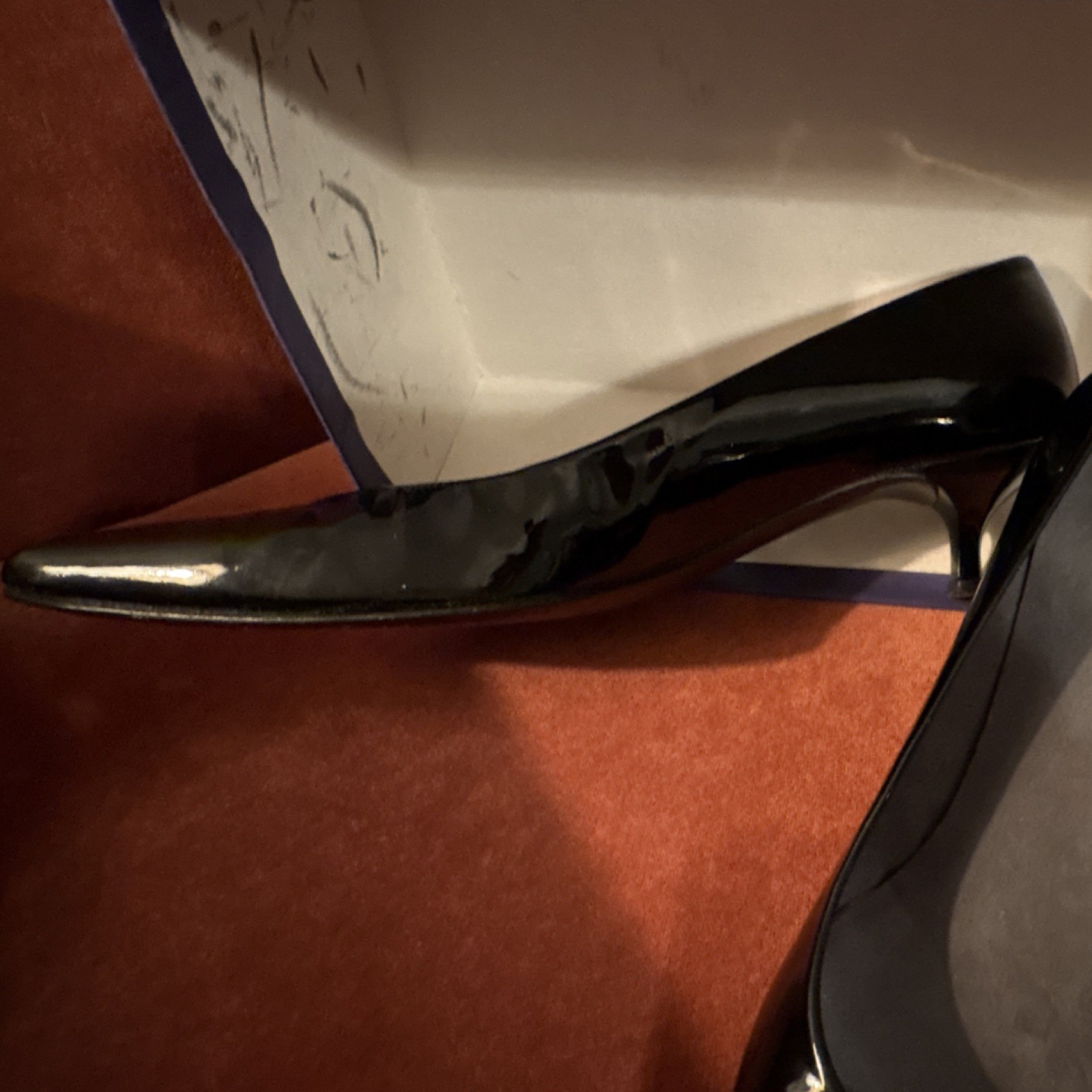 Stuart Weitzman Black Patent Leather Solid Pointed Toe Slip On Pumps 9