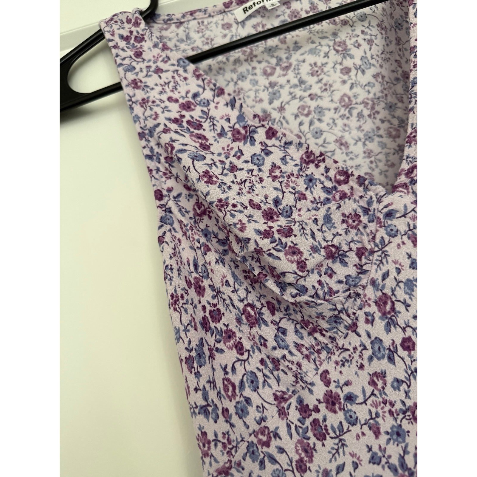 Reformation Calix Mini Dress Womens Small Lavender Floral V-Neck Sleeveless USA