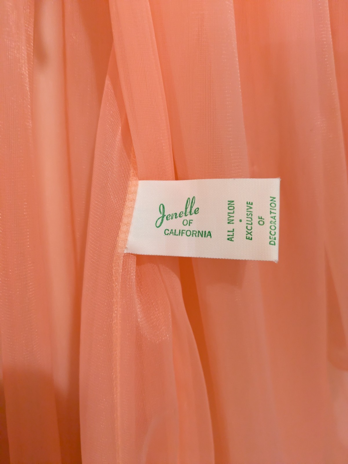 Vtg 50s Jenelle of California DBL Chiffon Sheer Ruffles Peach Robe Sz Petite