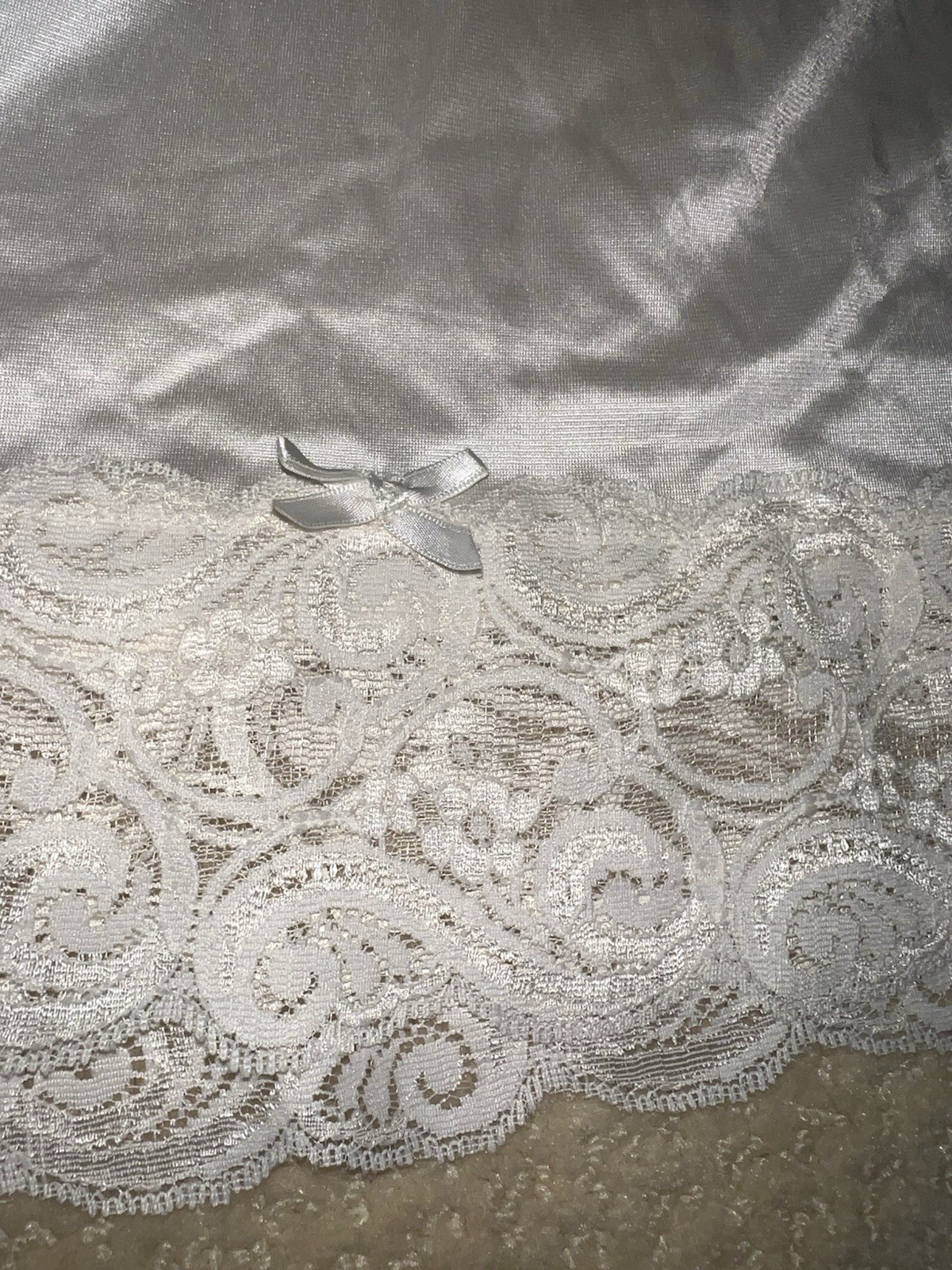 Vtg Movie Star White Half Slip Skirt Lace Trim Satin Silky Lingerie USA Made M