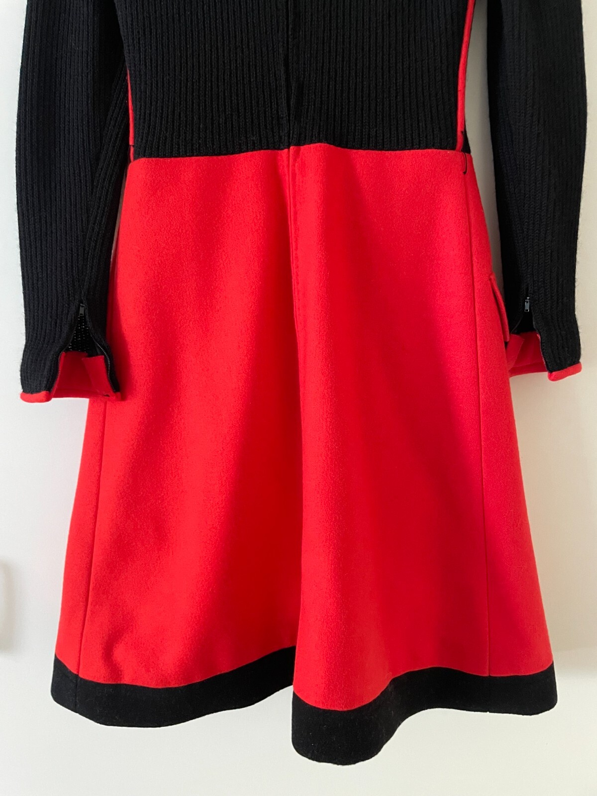 VINTAGE 60s Space Age hero black red knit dress US 2 UK 6 IT 38 FR 34