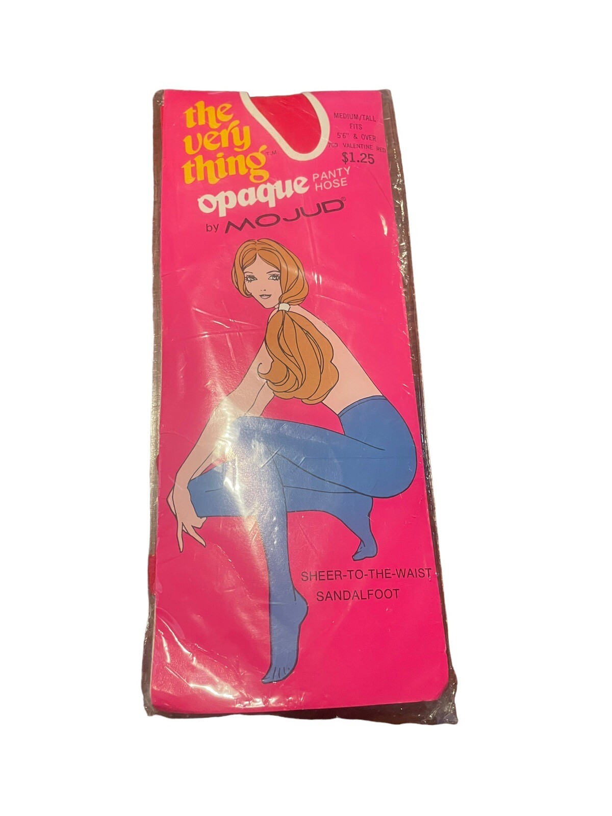 New Vintage Mojud Valentine Red Red Opaque Panty Hose Med Tall The Very Thing