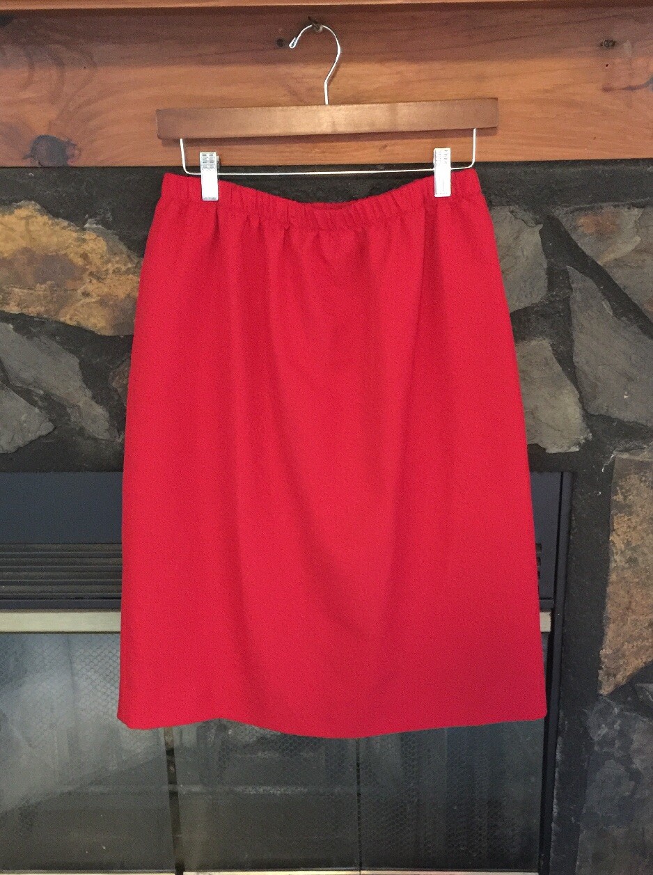 Vintage 70’s Red Polyester Linen Look A-Line Skirt by Nikki Size Medium