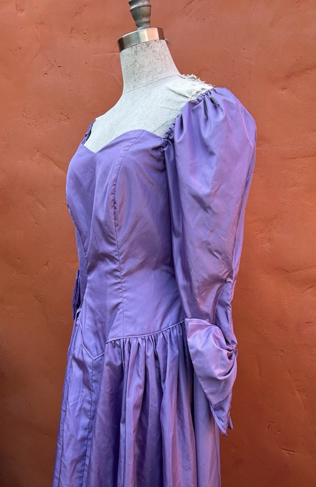 Vintage 1980s Lavender Bow Maxi Prom Dress. Evening Party Cocktail Formal Dress