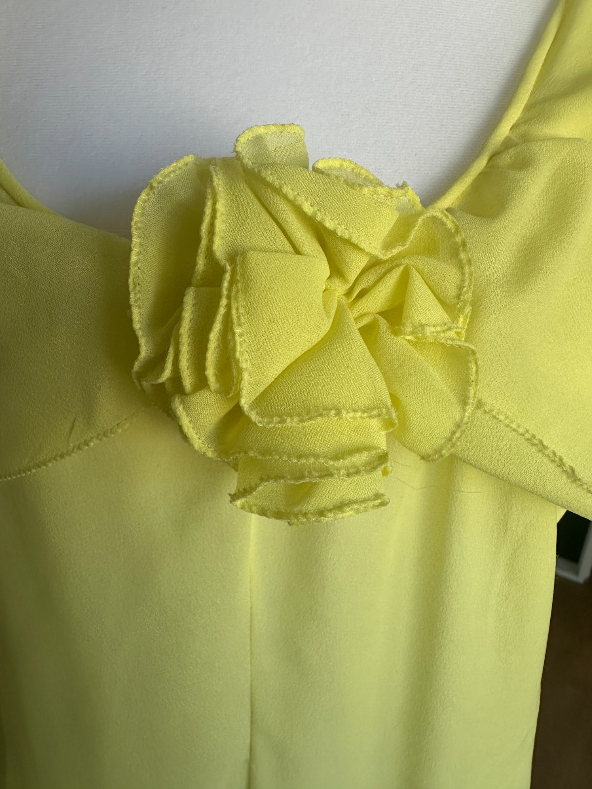 Vintage 70s Lala’s Saks Fifth Avenue Chiffon Nightgown Peignoir Gown Yellow