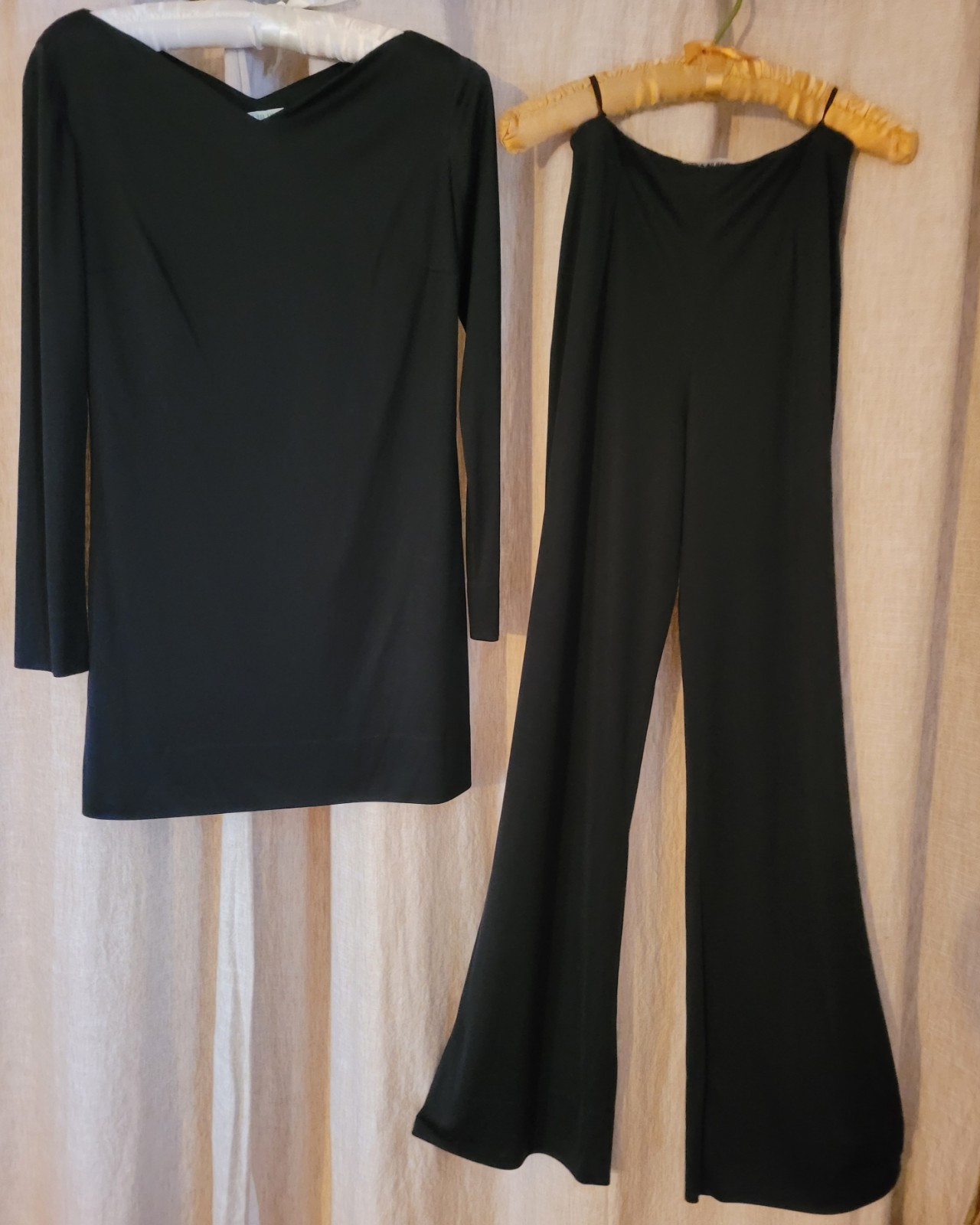 EMILIO PUCCI Vintage Mid 60s Haute Couture Black Silk Jersey Top Pants Set 8 XS