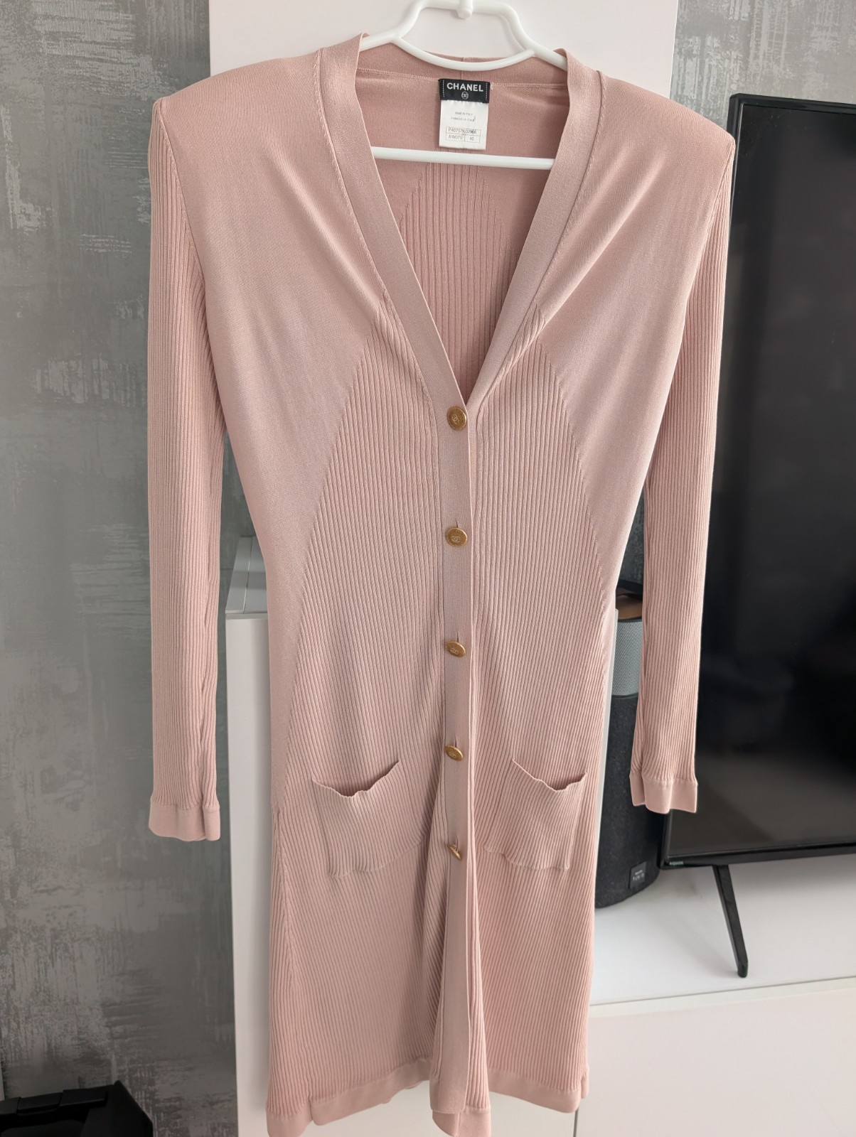 Chanel CC Button Cotton Silk Knit Long Sleeves Cardigan Sweater Jacket Jumper 40