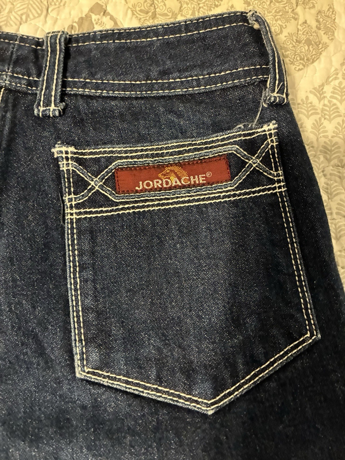 Vintage Jordache Dark Wash Jeans W/Horse Head Logo White Stitch Women’s Size 27