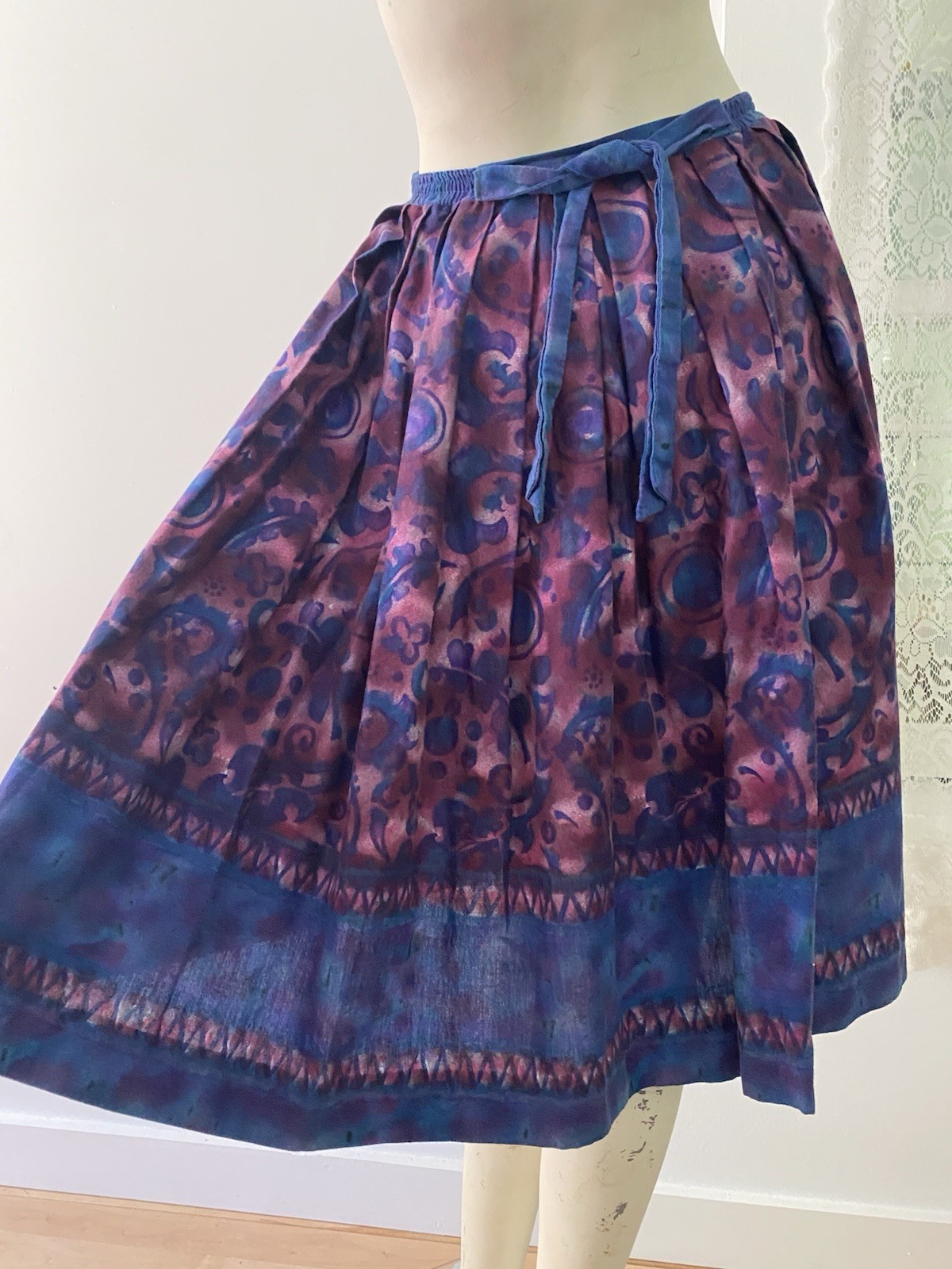 Vintage Cole of California Original Purple Batik Wrap Skirt Swim Coverup 50s-60s