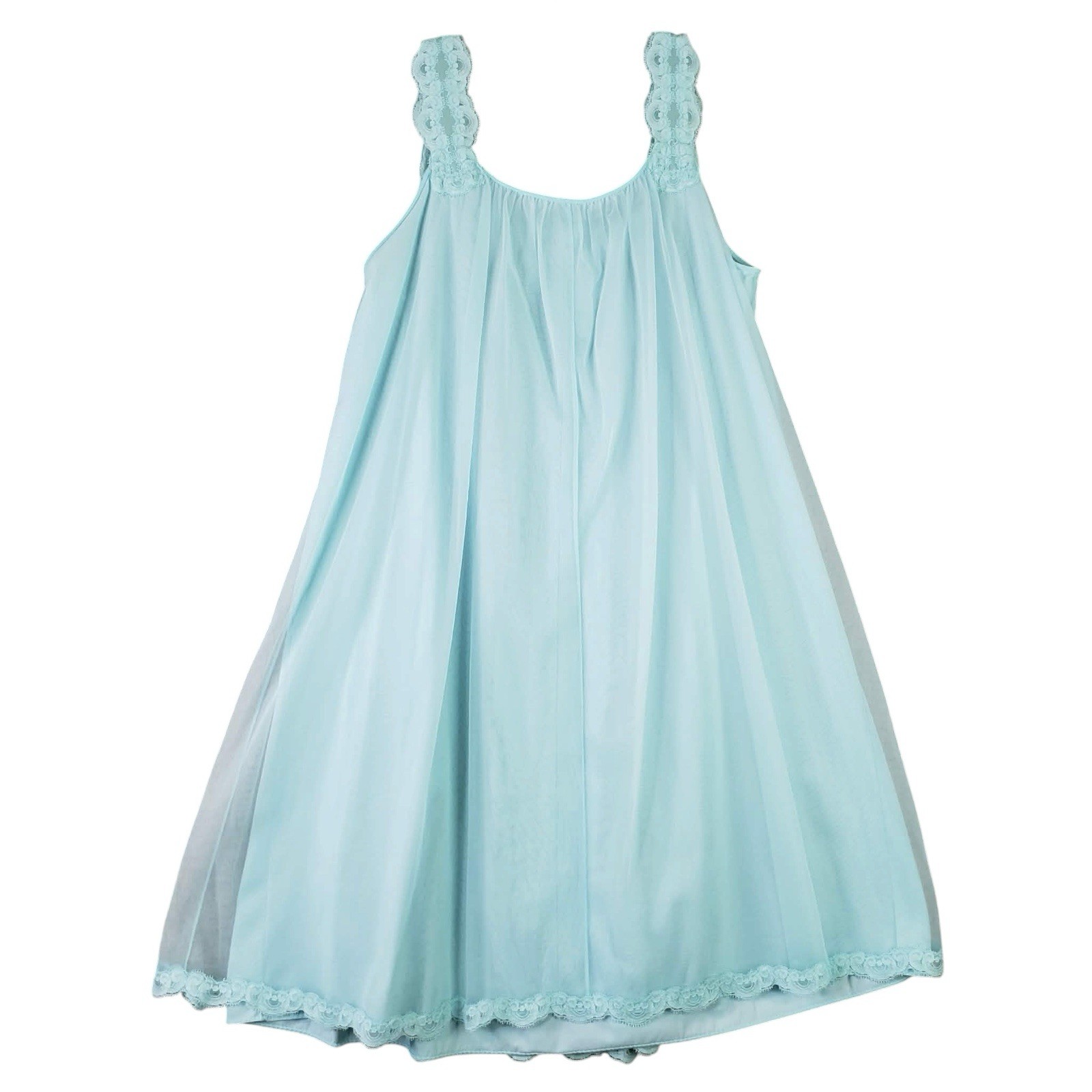 Vanity Fair Vtg Sheer Midi Nightgown Robe Peignoir Set Small Blue Double Chiffon