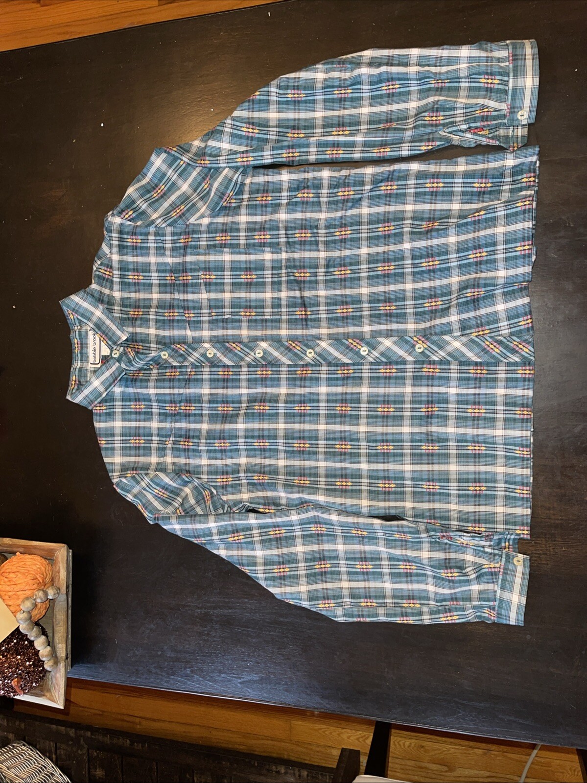 Juniors Vintage 1970s Bobbie Brooks Plaid Blouse Shirt 13/14