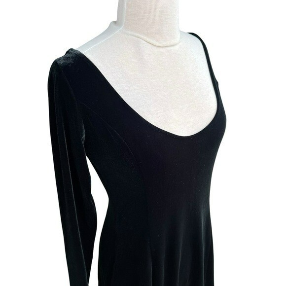 VTG Bruno Duluc Kush Black Velvet Scoop Neck Skater Dress Whimsigoth Witchy XL