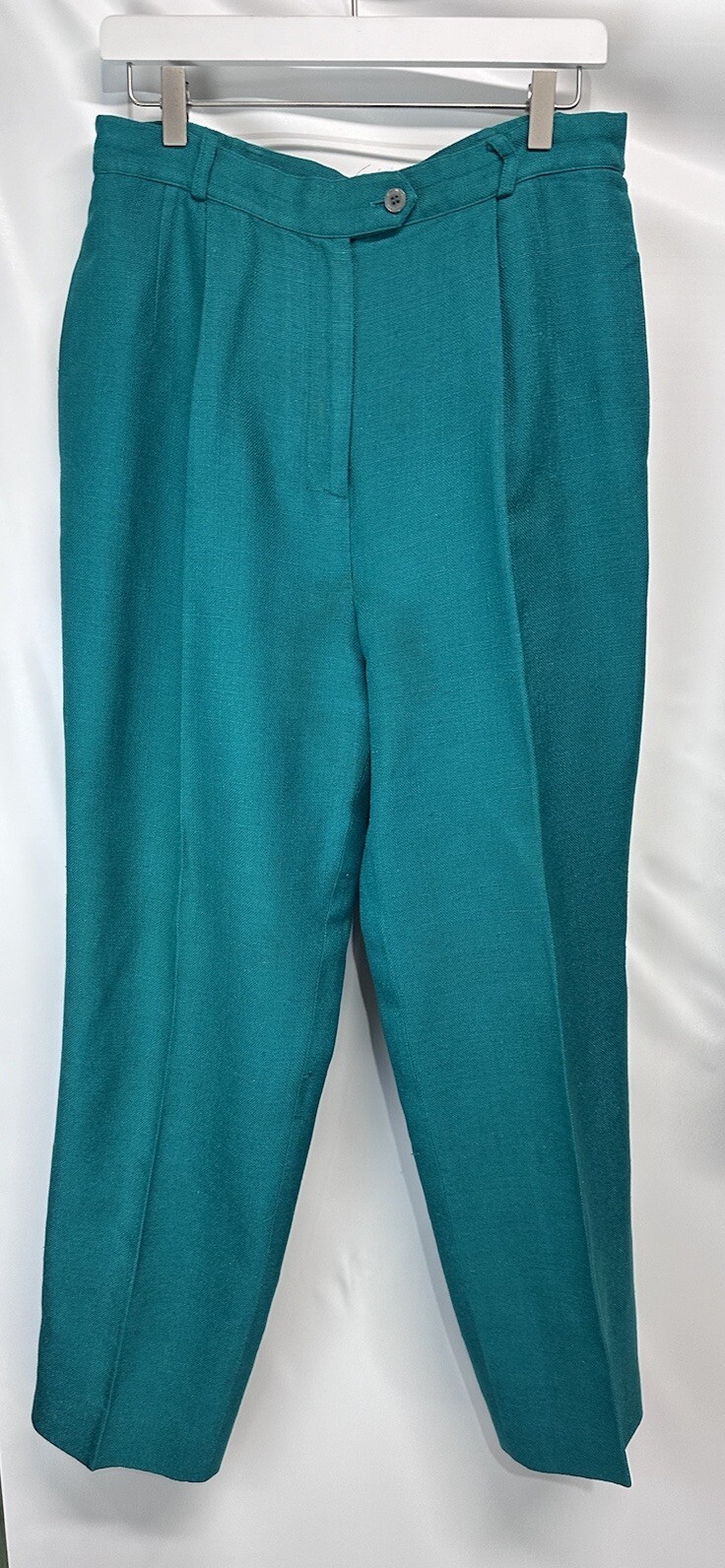 Ann May Vintage 80’sPant Suit 100% Silk Emerald Green Jacket SZ 12 & Pants Sz 14