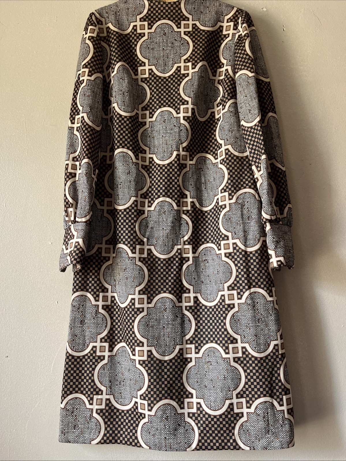 Leslie Faye Vintage Below The Knee Geometric Dress with sash