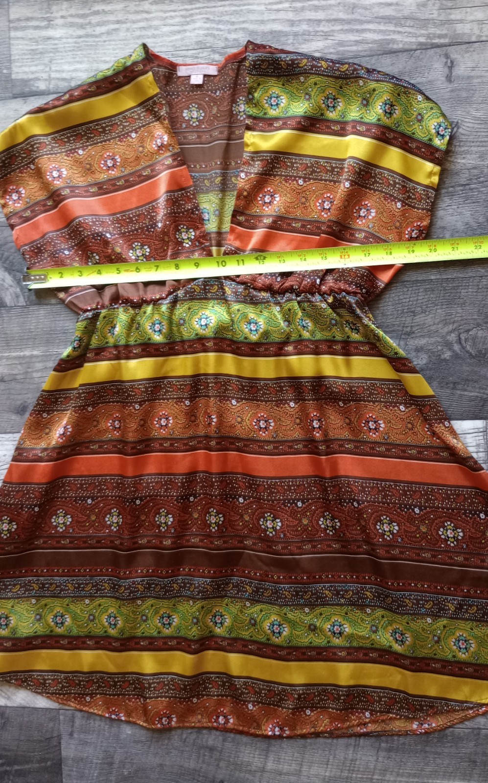 Romeo & Juliet Women’s M 70’s Style Multicolor V-Neck Stripe Floral Mini Dress