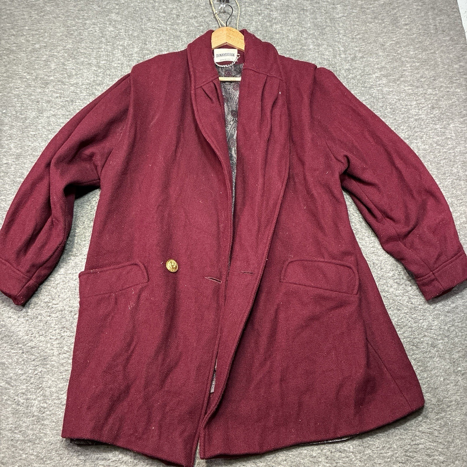 Vintage Donnybrook Women’s Wool Coat Size 14 Red USA Double Breasted 80’s 70’s