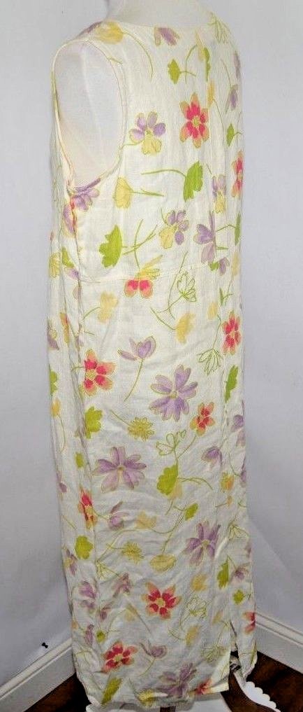 VTG 80’s REAL Comfort Cream Ivory Beige Floral Pattern Dress USA Made Womens 12