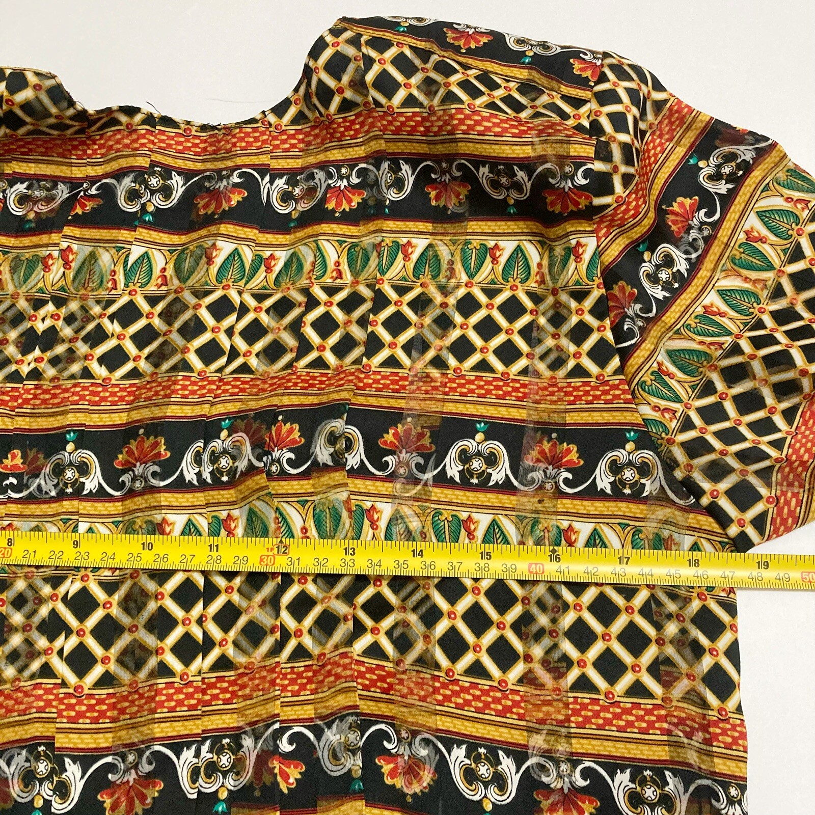 Vintage Womens 80s Button Back Pleated Baroque Blouse Size 10 Poet By Nicola